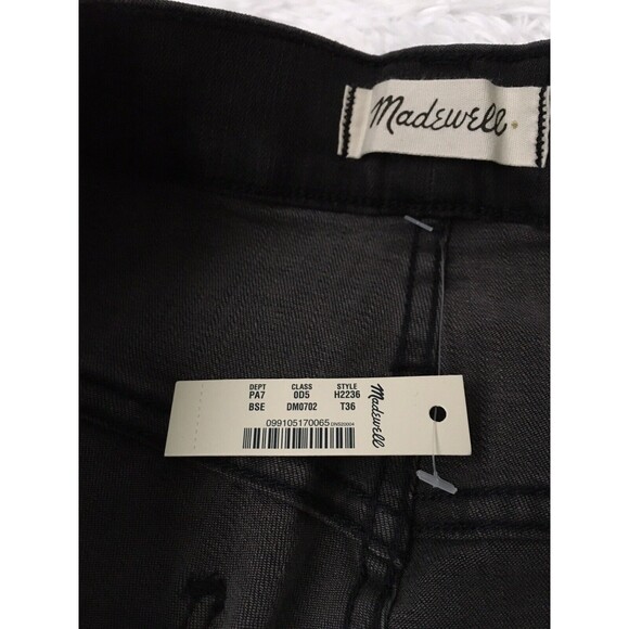 Madewell Jean Curvy 9" High Rise Skinny Black Size W36 Taller distressed #3 - Picture 6 of 12